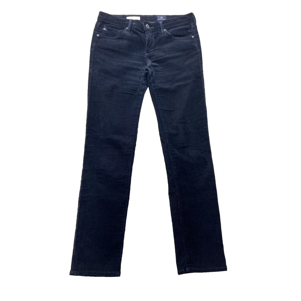AG Stevie Petite Womens 28P‎ Navy Corduroy Slim Straight Stretch Jeans